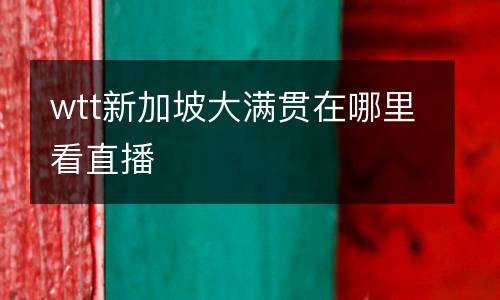 wtt新加坡大滿貫在哪里看直播